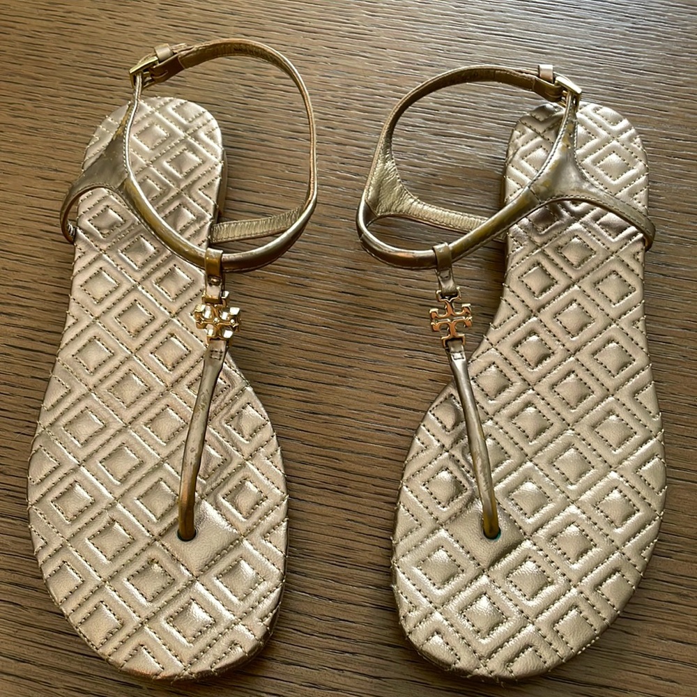 Marion quilted strap sandal - size 6 rose gold
